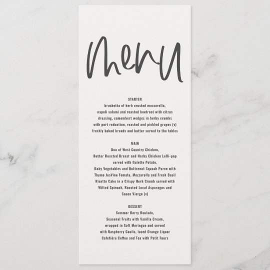 Menu Monocromático com escrita manual, com gráficos mín