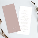Menu Monograma Branco Elegante Rosa Simples<br><div class="desc">*Parte de uma coleção</div>