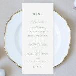 Menu Monograma Branco Verde de Sage Simples Elegante<br><div class="desc">menu fino para corresponder à coleção *se quiser mais opções de papel,  este design pode ser transferido para um programa fino *ou para mais ajuda contacte-me</div>