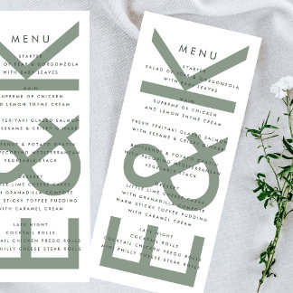 Menu Monograma Branco Verde Ultra Moderno