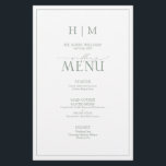 Menu Monograma de Caligrafia Verde Elegante<br><div class="desc">Planejar um casamento pode ser um processo estressante, mas não deixe que os menus sejam uma de suas preocupações. Apresentando o menu de casamento do monograma verde da caligrafia Elegante. Este menu moderno, formal, mas elegante terá todos os olhos na mesa! Os convidados se maravilharão com o menu de 5,...</div>