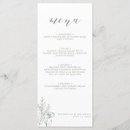 Menu Monograma de Casamento de Boho Moderno Verde e Min