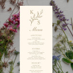 Menu Monograma de Casamento Floral Minimalista<br><div class="desc">Menu Monograma Minimalista de Casamento Floral Quer você esteja casando na sua cidade natal ou dizendo "Eu faço" contra o pano de fundo de um paraíso tropical distante, nossa coleção de casamentos misturou elegância e minimalismo sem problemas para dar o tom para seu dia especial. As opções de personalização estão...</div>