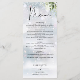 Menu Monograma de Vegetação Rústica Jantar de Casamento