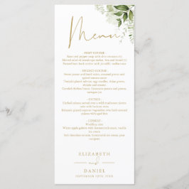 Menu Monograma Dourado Floral de Verdura Jantar de Casa
