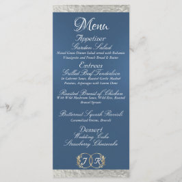 Menu Monograma e Fita - Casamento Azul Claro