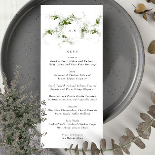 Menu Monograma Elegante   Casamento Eucalyptus Wreath