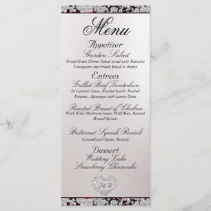 Menu Monograma, Fita e Brilho - Casamento de Borgonha