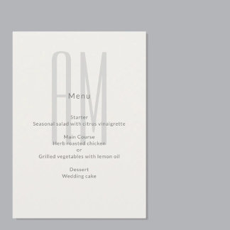 Menu Monograma Mínimo de Arquitetura de Casamento