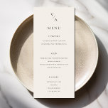 Menu Monograma Moderno Elegante Casamento Negro e de Ma<br><div class="desc">Menu de casamento moderno com design de tipografia monográfica minimalista a preto e marfim.</div>