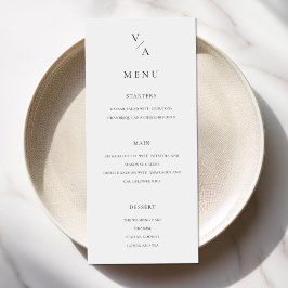 Menu Monograma Moderno Elegante Casamento Preto e Branc