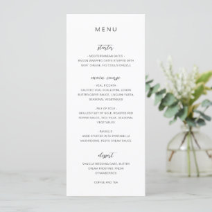 Menu Monograma Preto e Branco Casamento Elegante