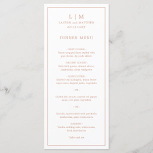 Menu Monograma Rosa Simples Elegante Casamento