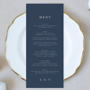 Menu Monograma Simples de Burgundy marinho Elegant