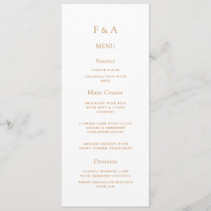 Menu Monograma Simples Mesa de Casamento de Script Dour