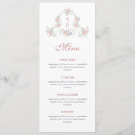 Menu Monogramas de casamentos de pastel Peonies