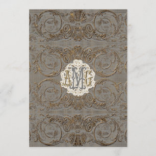 Menu Monogrammed feito sob encomenda barroco Dourado