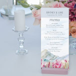 Menu Montanha Meadow Watercolor Dusty Blue Weds<br><div class="desc">Menu de casamento de montanha com paisagem típica de serras azuis e prados cor-de-rosa. A beleza da natureza inspirou um design cênico - perfeito para destinos ao ar livre, refúgios montanhosos e refúgios de parques rurais ou cinzas azuis empoeiradas e temas cor-de-rosa. Por favor, procure na minha coleção Mountain Meadow...</div>