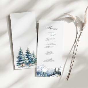 Menu Montanha Nevada e Árvores de Pinheiro Casamento
