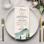 Menu Montanhas De Aquarela E Casamento De Pinheiros<br><div class="desc">Abraçar a beleza tranquila da natureza com nosso Menu Watercolor Mountain and Pines Wedding. Criado para aqueles que apreciam a majestade do exterior, este cardápio é um complemento ideal para um casamento de natureza selvagem ou sertaneja. Este cardápio de casamento mostra uma bela composição de aquarela de picos de montanha...</div>