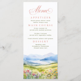 Menu Montanhas e flores selvagens Casamento paisagístic