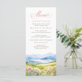 Menu Montanhas e flores selvagens Casamento paisagístic