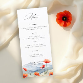 Menu Montanhas Prado Verão Papoulas Casamento Romântico