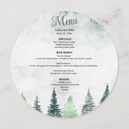 Menu Montanhas Russas e Floresta com Cores Aquáticas