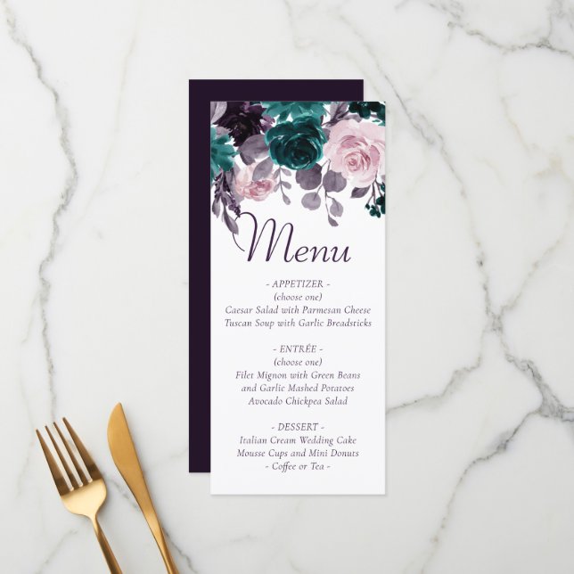 Menu Moody Boho | Abóbora-abóbora-púrpura Buquê (Frente/Verso In Situ)