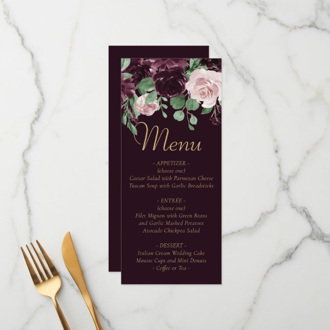 Menu Moody Passion | Vinho Roxo-Rosa (Frente/Verso In Situ)
