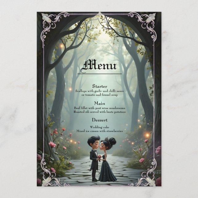Menu Moonlit Vows – A Cute Gothic Wedding Moment. (Frente)