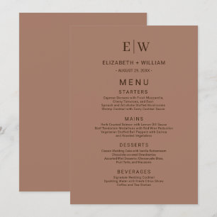Menu Mousse Simples Elegante Mocha com Casamento Monogr