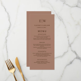 Menu Mousse Simples Elegante Mocha com Casamento Monogr