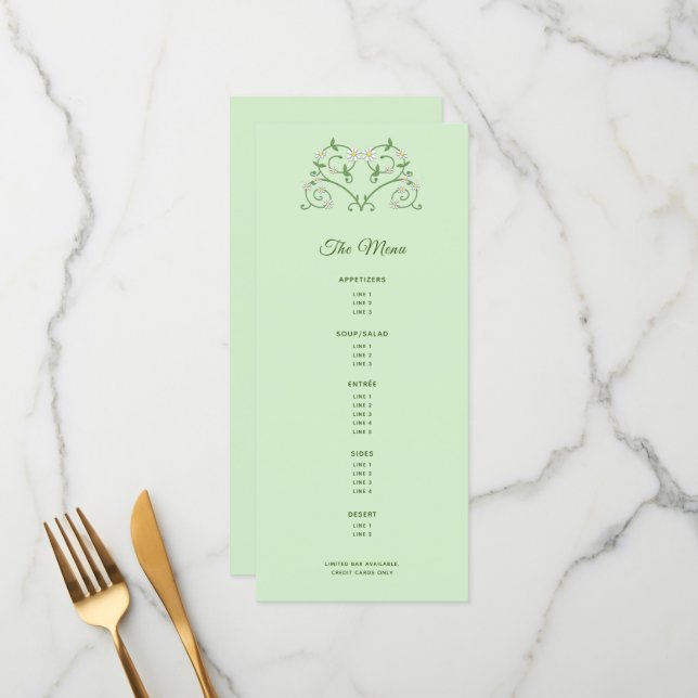 Menu Multi-Curso Vine Heart on Mint (Frente/Verso In Situ)