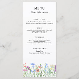 Menu Multihued Wildflower Baby Shower Celebration