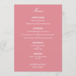 Menu na moda Elegante de Casamento Rosa Espelho