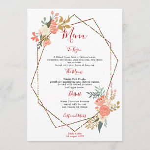 Menu Na moda Geometric Frame Ambrose Casamento Florals