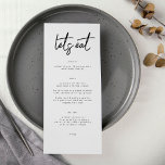Menu Na moda Moderno, Preto Preto Personalizado 'Vamos<br><div class="desc">menu fino para corresponder à coleção *se quiser mais opções de papel,  este design pode ser transferido para um programa fino *ou para mais ajuda contacte-me</div>