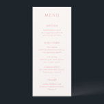 Menu Na moda Pink Modern Wedding<br><div class="desc">Menu de casamento elegante com um design clássico com um layout simples. Seus nomes e data de casamento são exibidos de forma destacada em uma fonte serif tradicional grande no verso. A simplicidade desta design é excelente para um casamento formal.</div>