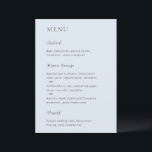 Menu Na moda Pó Casamento Moderno Azul<br><div class="desc">Menu moderno de casamento com um design simples mas elegante.</div>