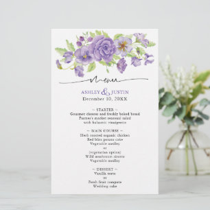 Menu na moda Recepção de casamento dos sonhos roxo