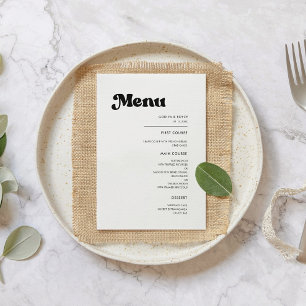 Menu Na moda retro casamento preto e branco
