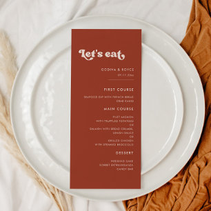 Menu Na moda retro terracotta Vamos do casamento