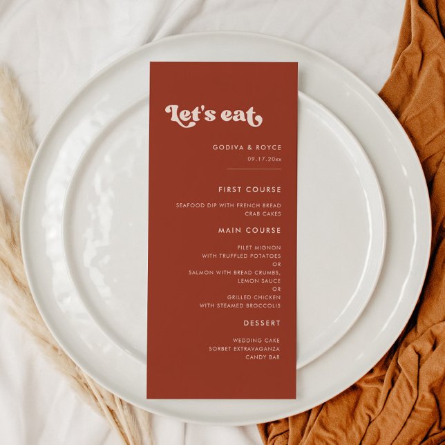 Menu Na moda retro terracotta Vamos do casamento (Criador carregado)