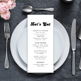 Menu Na moda Retro Vamos preto e branco no casamento