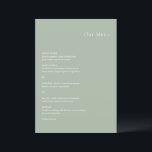 Menu Na moda Sage Green Modern Wedding<br><div class="desc">Menu moderno de casamento com um design simples mas elegante.</div>