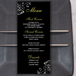 Menu Na moda Silver Dourado no Casamento Negro