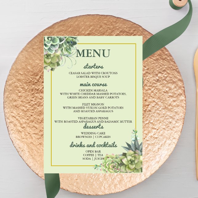 Menu Na moda Succulent Wedding (Criador carregado)