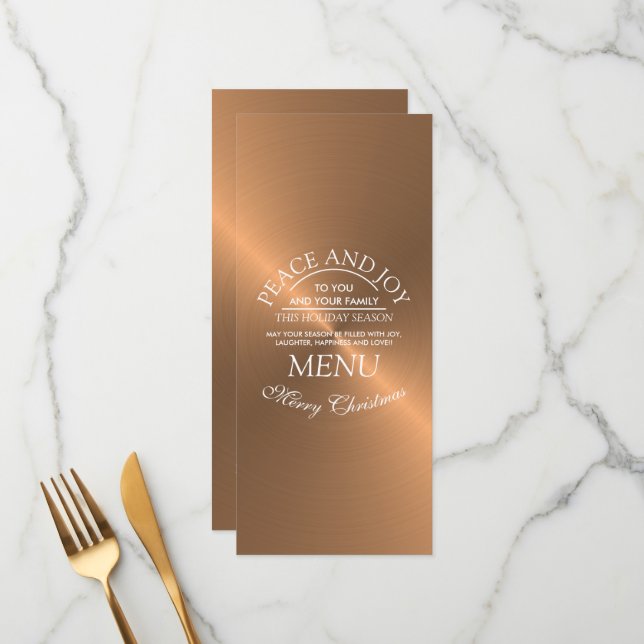Menu Natal em Rosa Dourado Elegante (Frente/Verso In Situ)