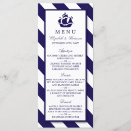 Menu Náutico de Casamento de Navios Azul Marinho